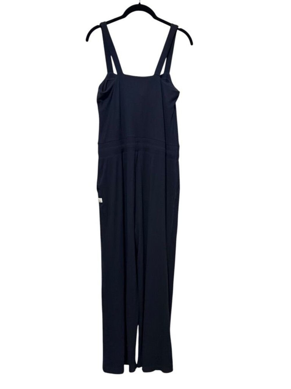 Vuori Pose Ribbed Jumpsuit XL Black Athleisure Casual Drawstring Wide Leg EUC - Picture 6 of 9